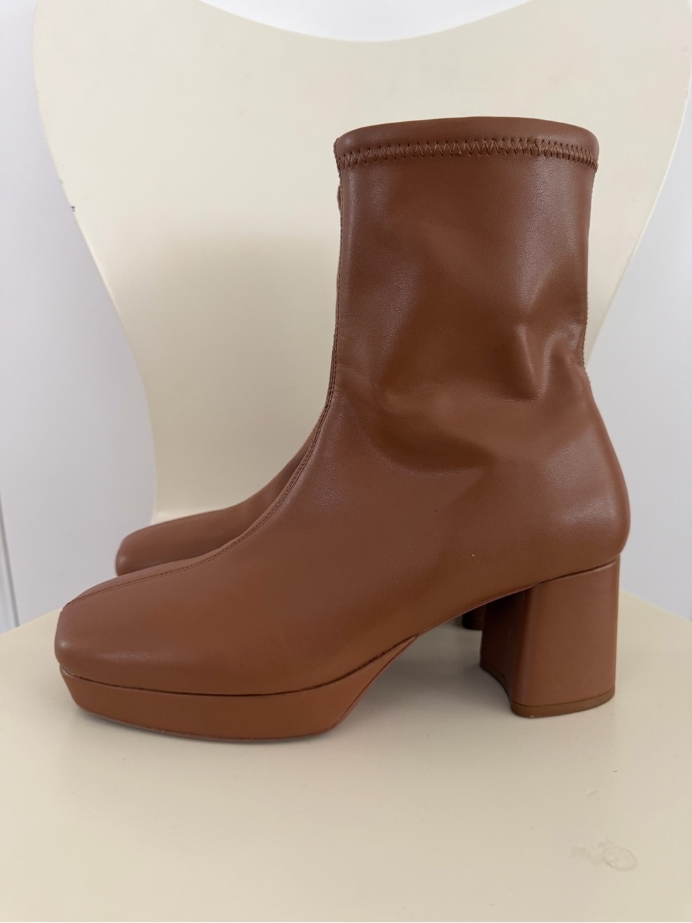AEROSOLES Cognac Platform Block Heel Ankle Boots